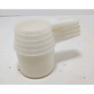 Vtg Tupperware Measuring Cups Sheer White Stacking Nesting 1/3-1 Cup, Set of‎ 5